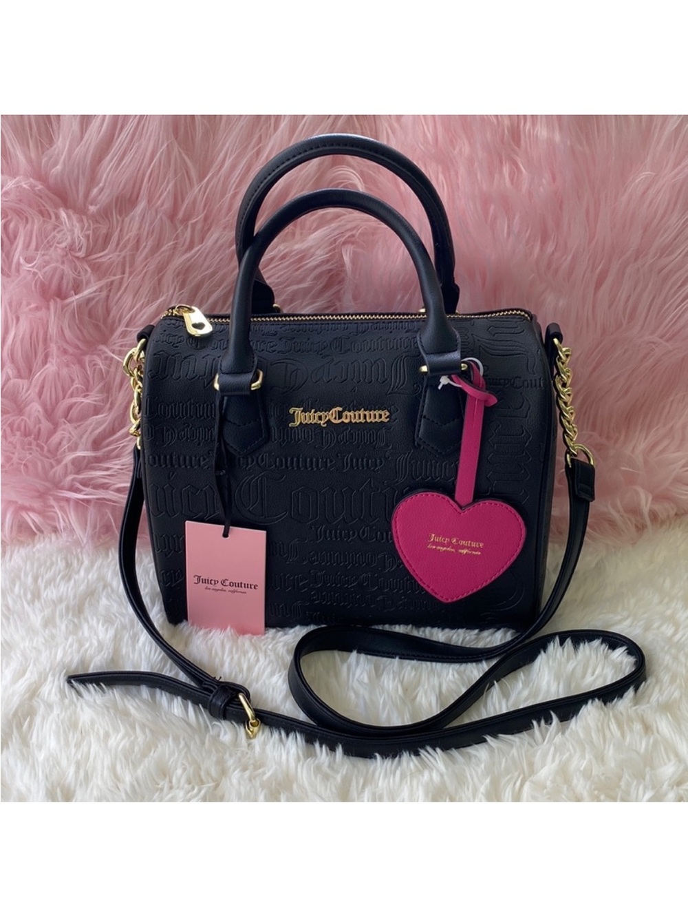 Juicy Couture Black Satchel with Pink Heart Charm